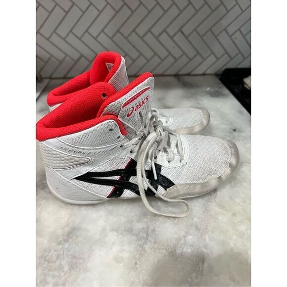 ASICS MATFLEX WRESTLING SHOES CORAL WHITE BLACK BOYS size 4 - Picture 1 of 7